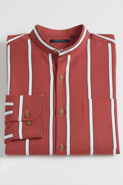 GARNET LINE FORMAL BAND COLLAR SHIRT