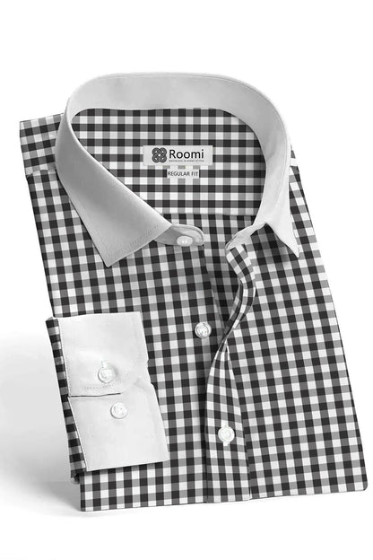 GINGHAM WHITE BLACK CHECK SHIRT