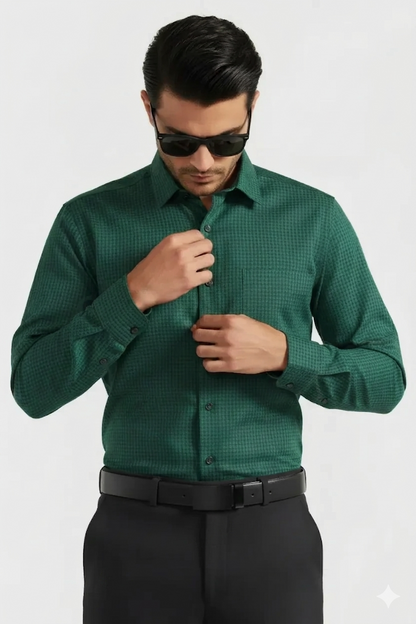 PINE GREEN WAFFLE SHIRT