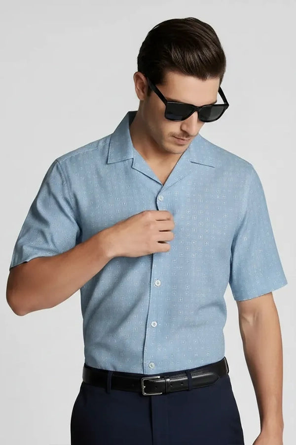 LIGTH SQUARE DOT CUBAN PATTERN SHIRT