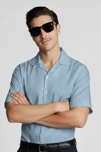 LIGTH SQUARE DOT CUBAN PATTERN SHIRT