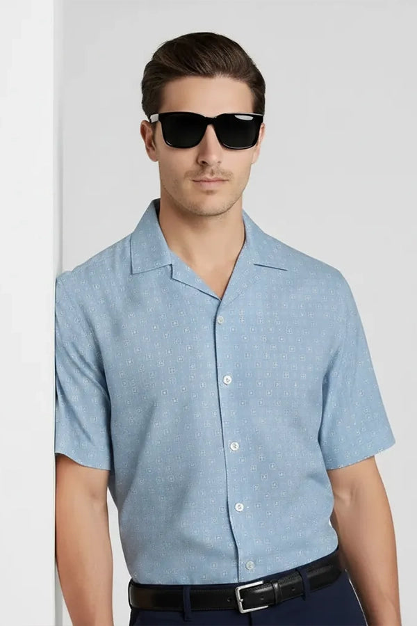 LIGTH SQUARE DOT CUBAN PATTERN SHIRT