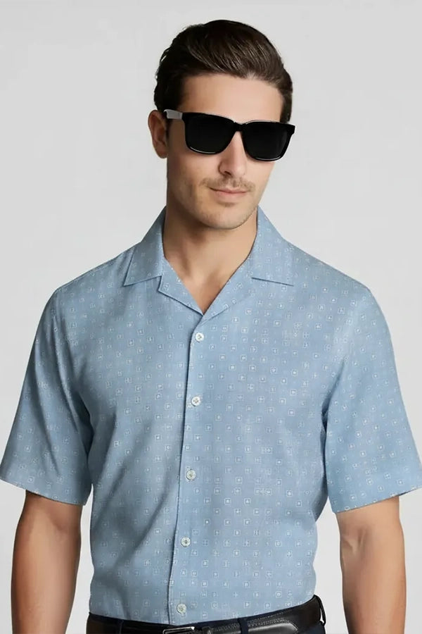 LIGTH SQUARE DOT CUBAN PATTERN SHIRT