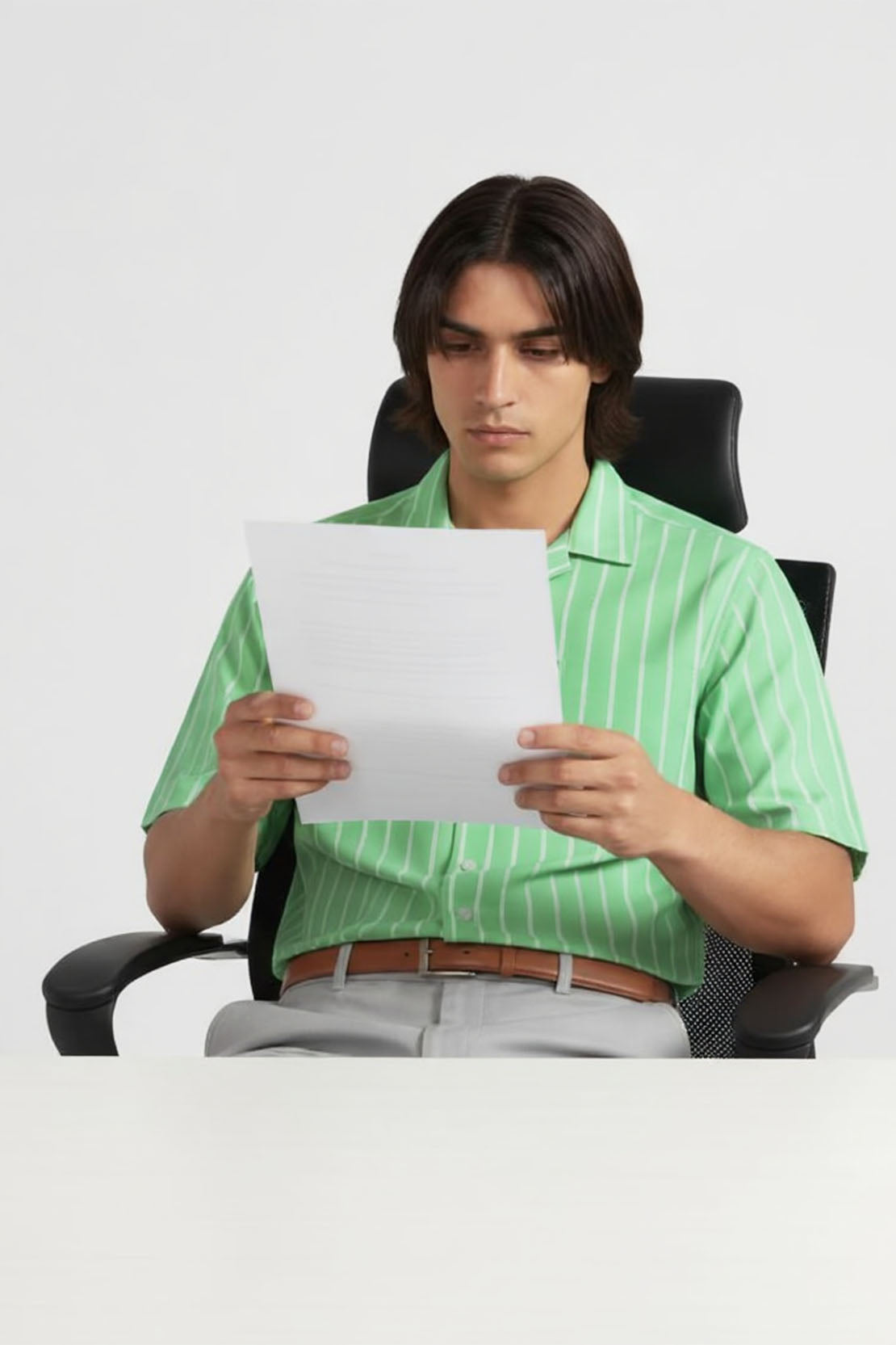 LIME EDGE VERTICAL STRIPE CUBAN SHIRT