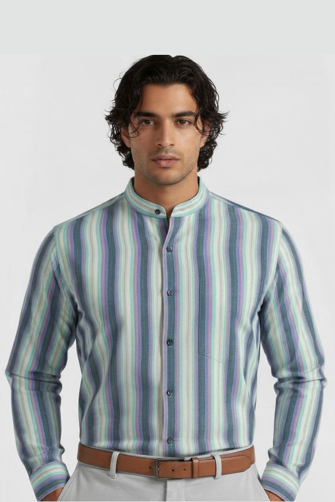 MINT SKY STRIPED FORMAL SHIRT