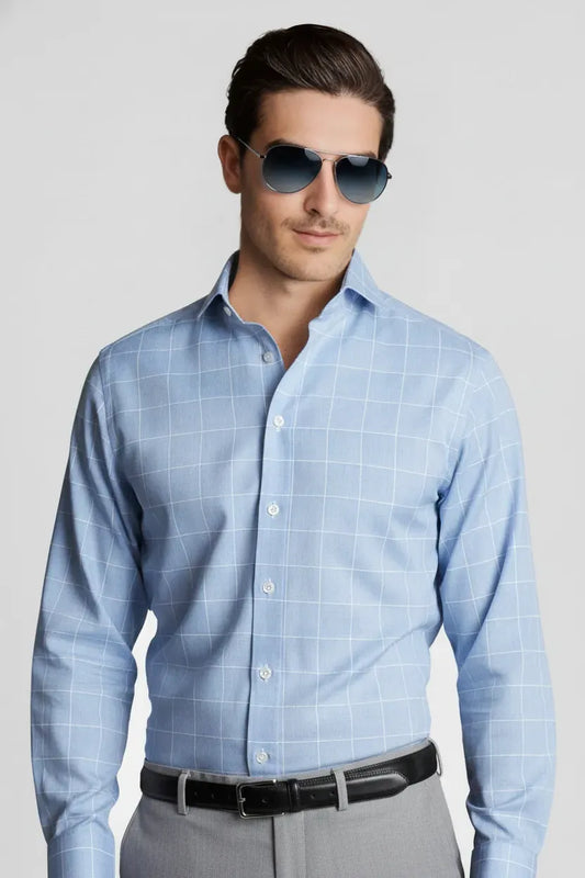 MODERN BLUE GRID SHIRT