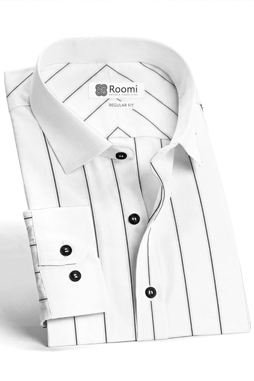 SLEEK WHITE STRIPE CASUAL SHIRT
