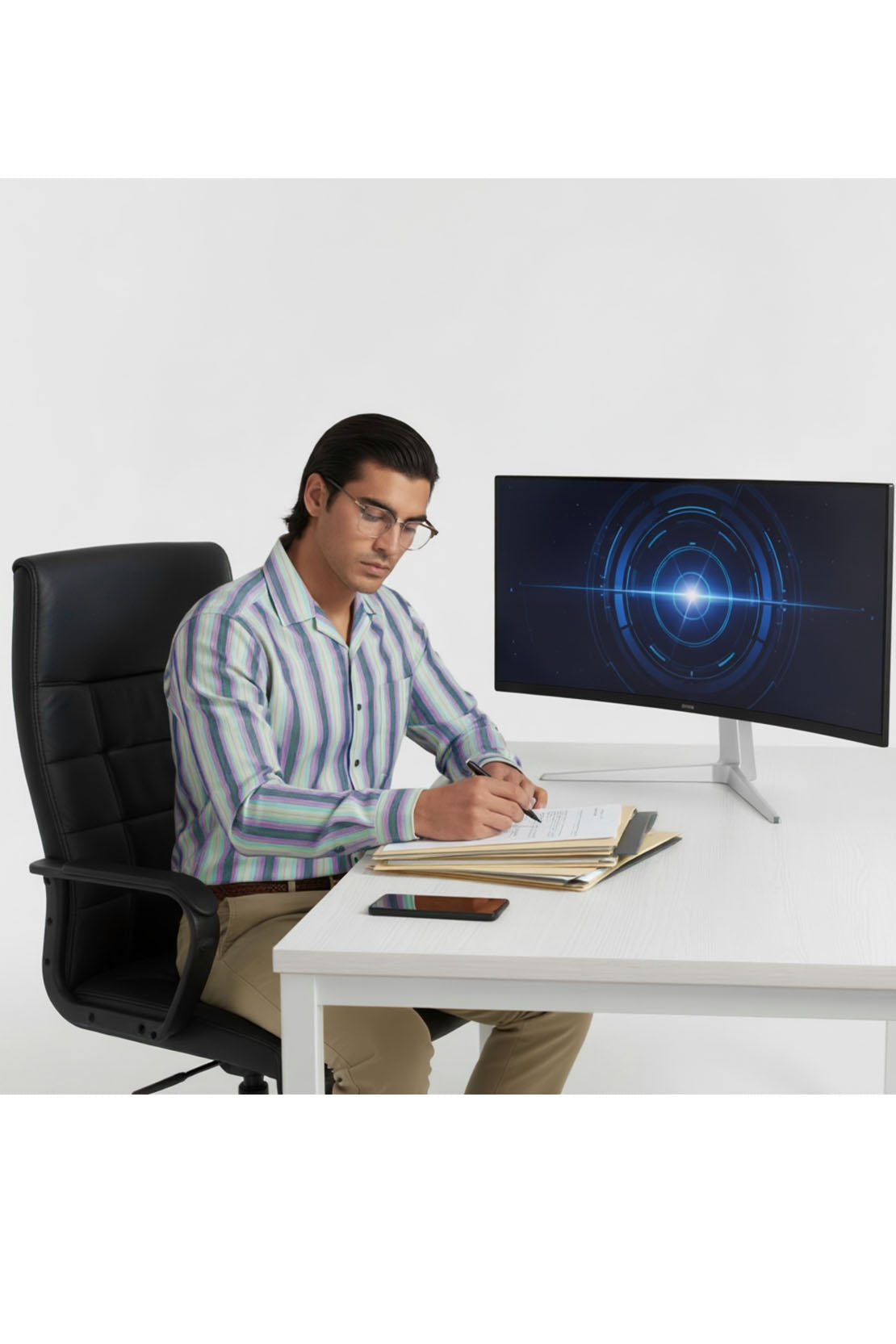 MODERN SPECTRUM STRIPE CUBAN SHIRT