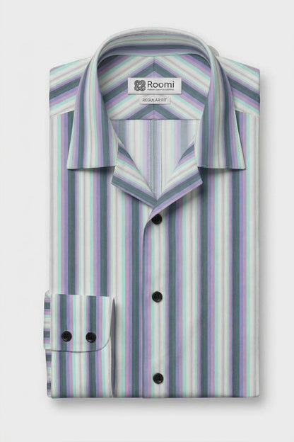 MODERN SPECTRUM STRIPE CUBAN SHIRT