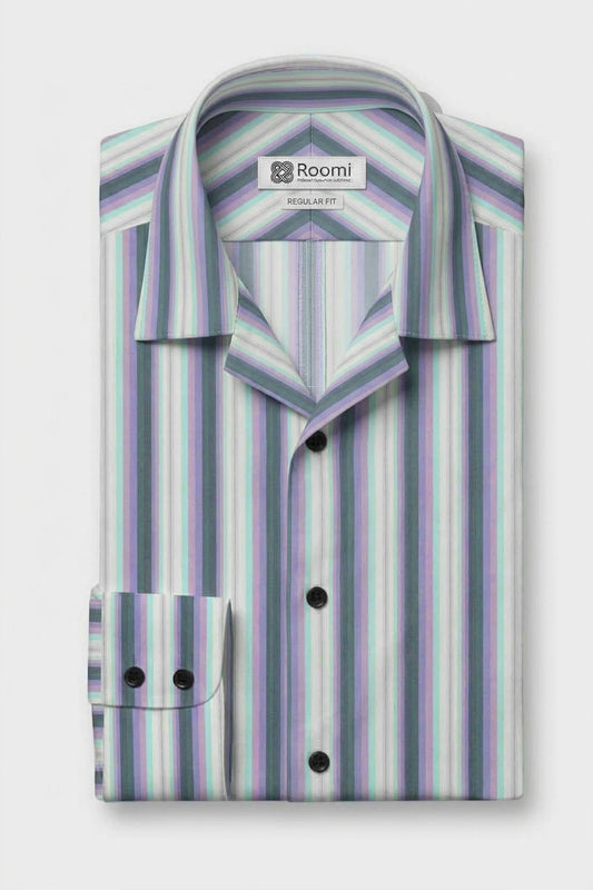 MODERN SPECTRUM STRIPE CUBAN SHIRT