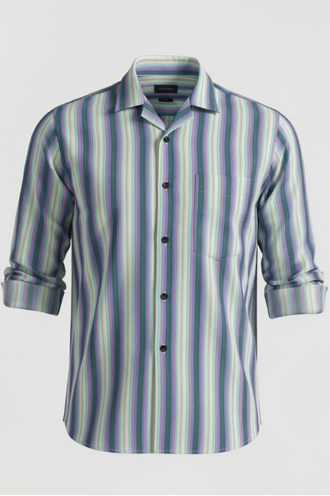 MODERN SPECTRUM STRIPE CUBAN SHIRT