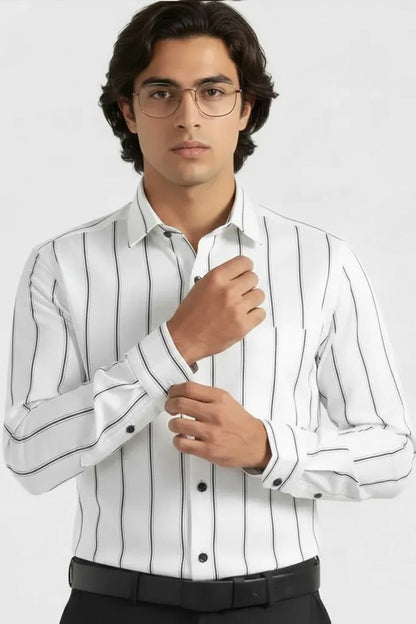 MONOCHROME PINSTRIPE DRESS SHIRT