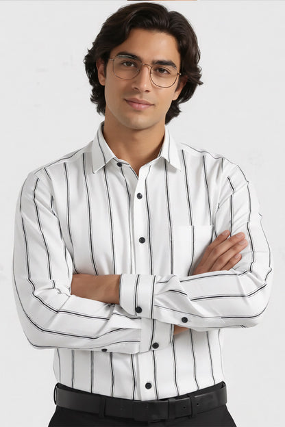 MONOCHROME PINSTRIPE DRESS SHIRT