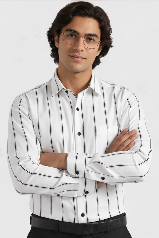 MONOCHROME PINSTRIPE DRESS SHIRT