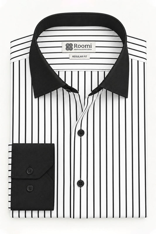 MONOCHROME STRIPE DRESS SHIRT