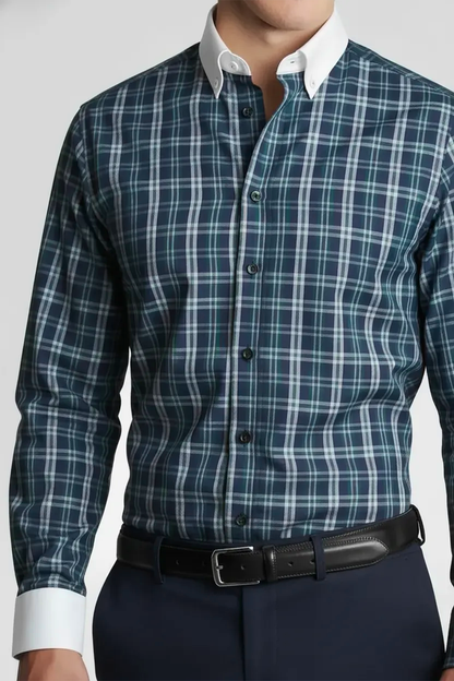 NAVY GREEN TARTAN SHIRT