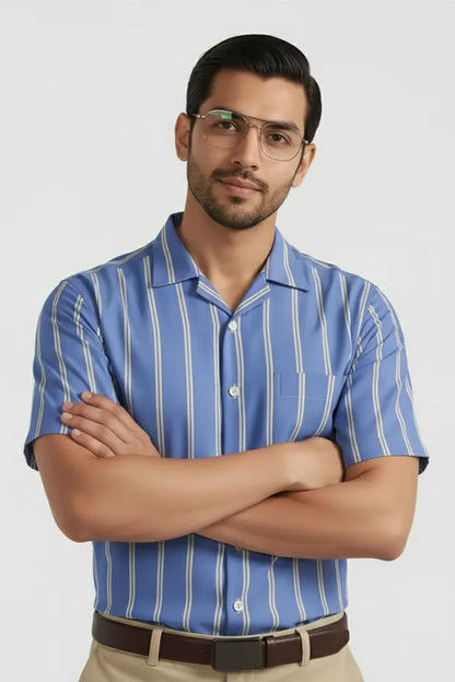 OCEAN STRIPE EXECUTIVE CUBAN SHIRT