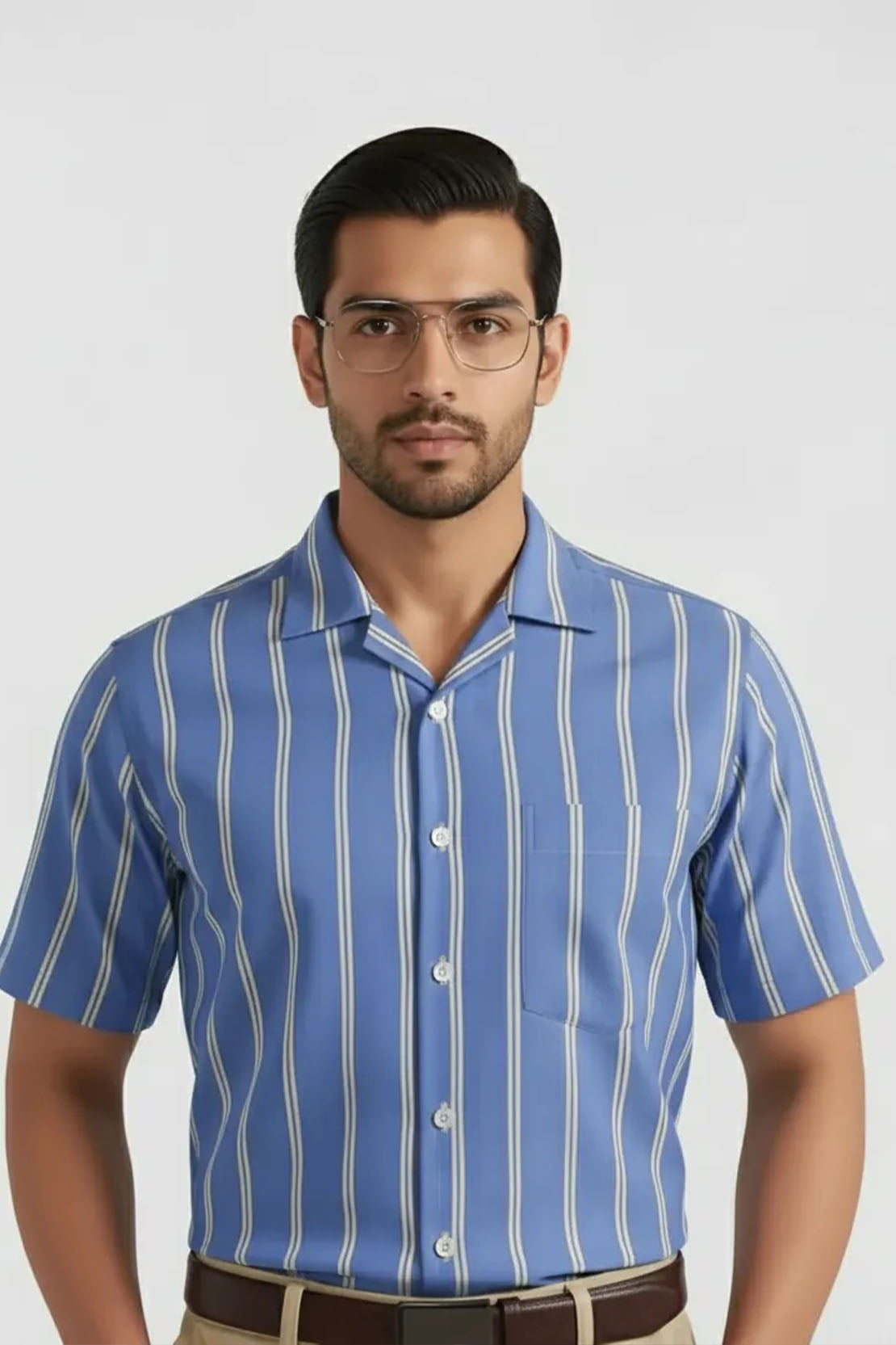 OCEAN STRIPE EXECUTIVE CUBAN SHIRT  4