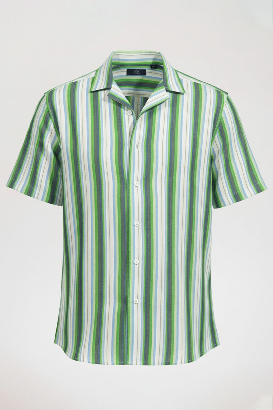 OLIVE BREEZE STRIPED CUBAN SHIRT