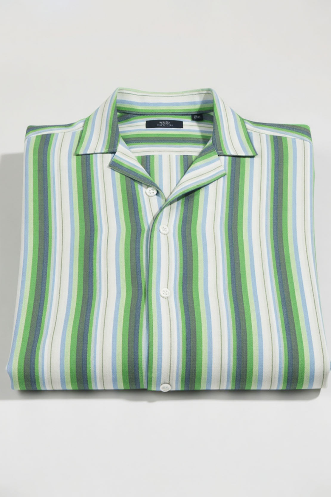 OLIVE BREEZE STRIPED CUBAN SHIRT