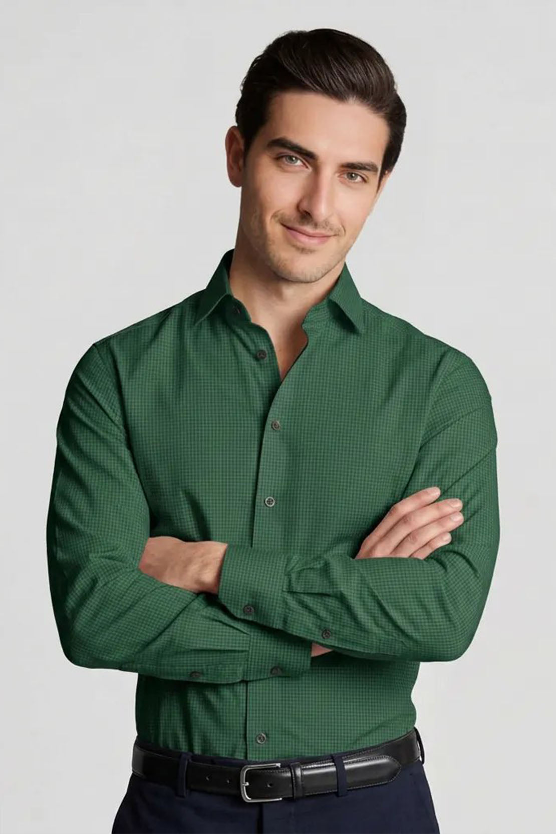 PINE GREEN WAFFLE SHIRT
