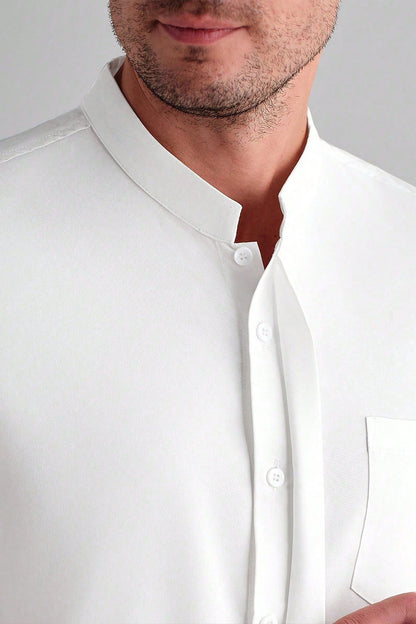 PREMIUM WHITE MANDARIN COLLAR SHIRT