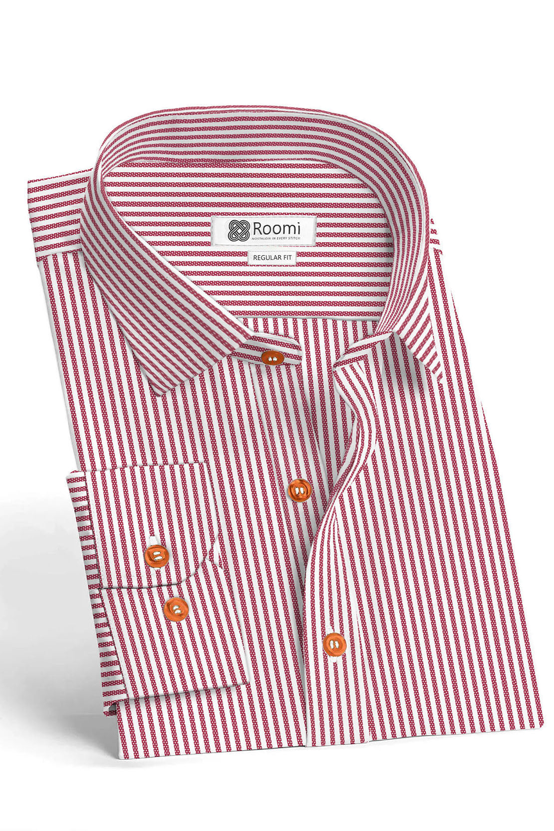 CORAL POPLIN STRIPES SHIRT