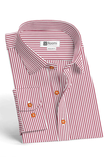 CORAL POPLIN STRIPES SHIRT