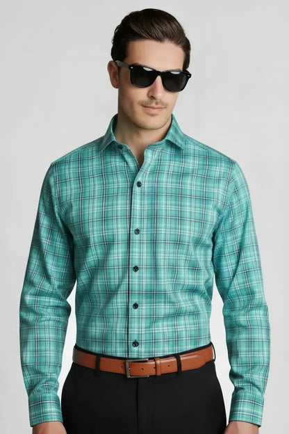 REFINED AQUAMARINE PLAID SHIRT