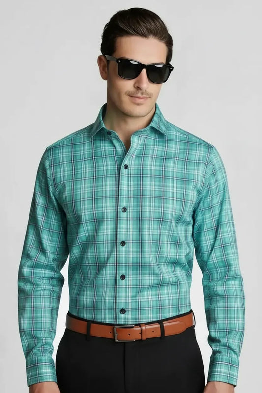 REFINED AQUAMARINE PLAID SHIRT