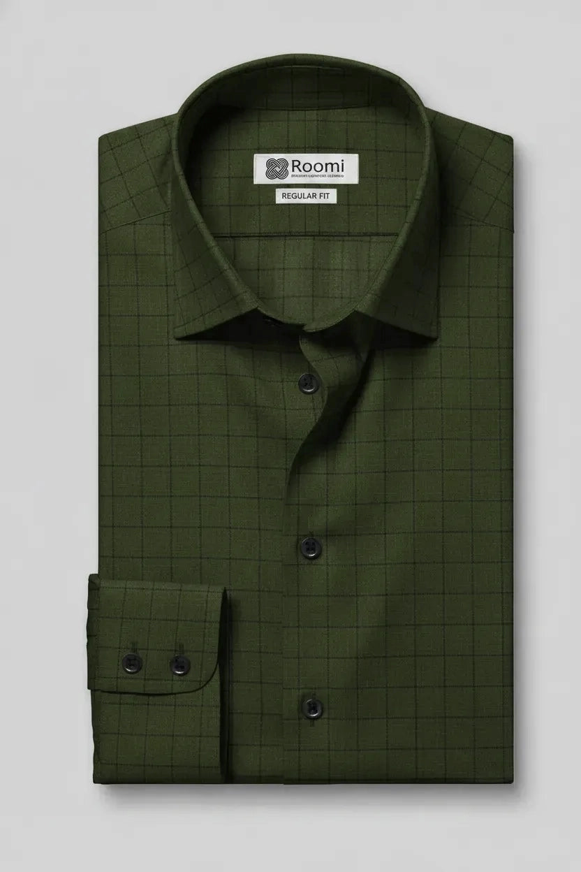 DEEP MOSS WINDOWPANE SHIRT
