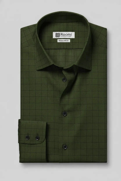 DEEP MOSS WINDOWPANE SHIRT