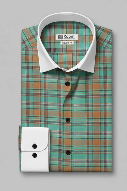 TURQUOISE EARTH TARTAN CHECK