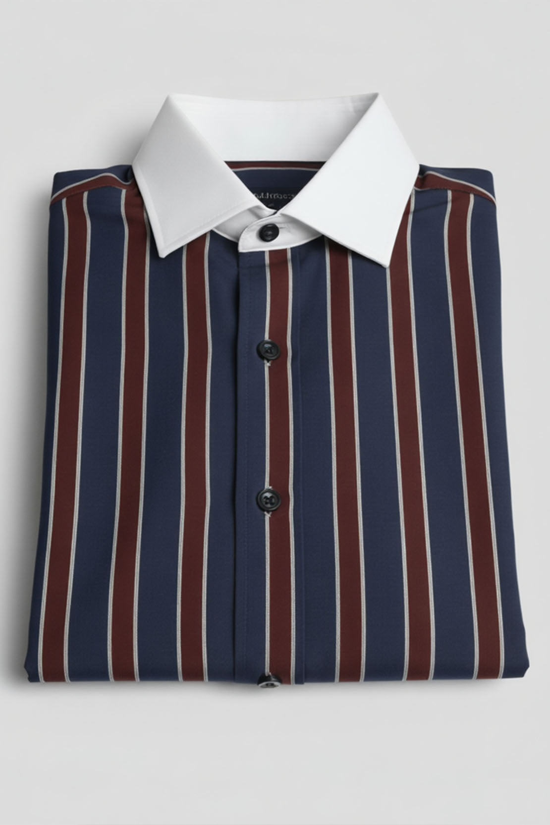 SIGNATURE NAVY MAROON STRIPE EXECUTIVE WHITE COLLAR SHIRT 