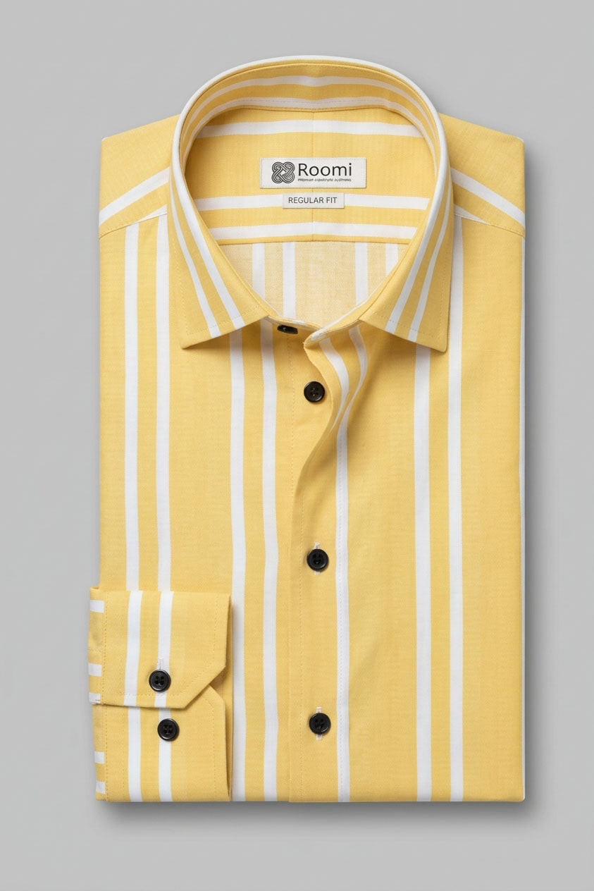 SUNLIT YELLOW STRIPE FORMAL SHIRT