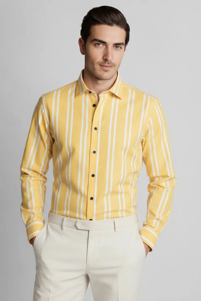 SUNLIT YELLOW STRIPE FORMAL SHIRT