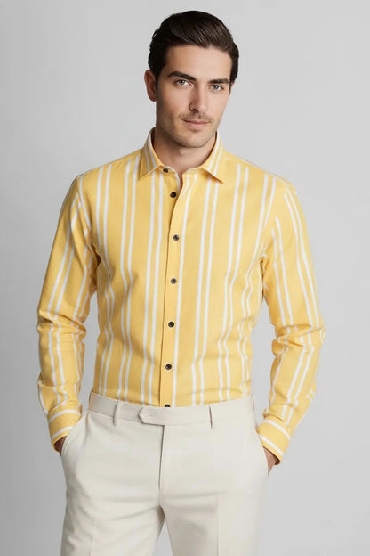 SUNLIT YELLOW STRIPE FORMAL SHIRT