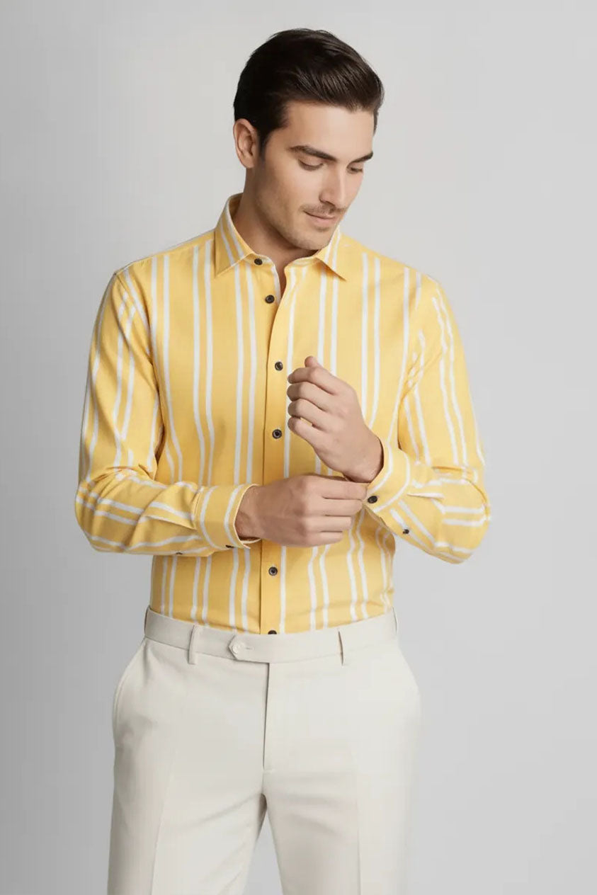SUNLIT YELLOW STRIPE FORMAL SHIRT