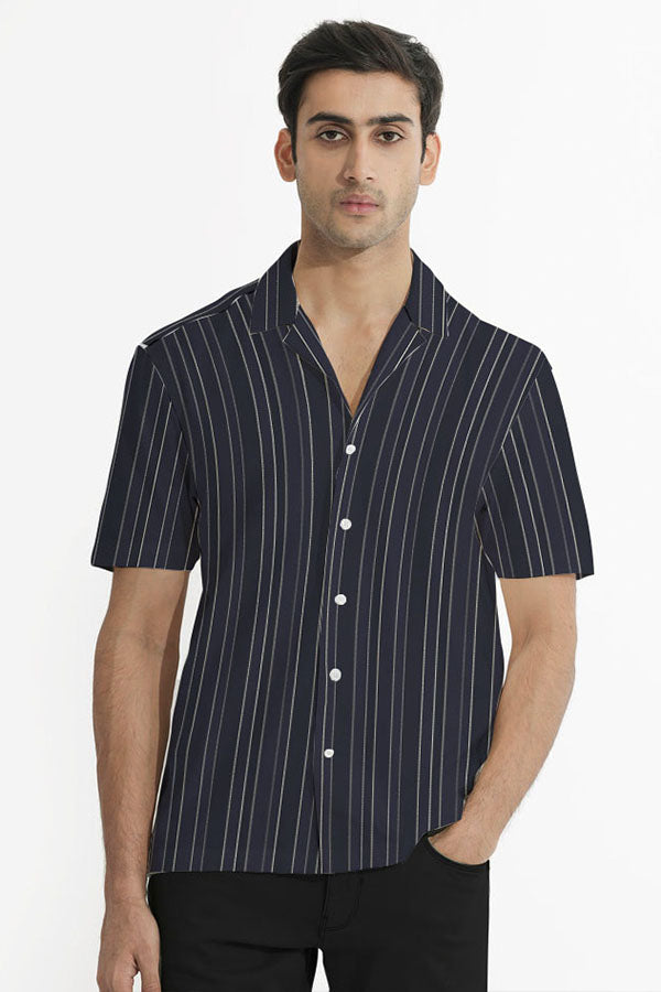 SHADOW NAVY BLUE CUBAN SHIRT