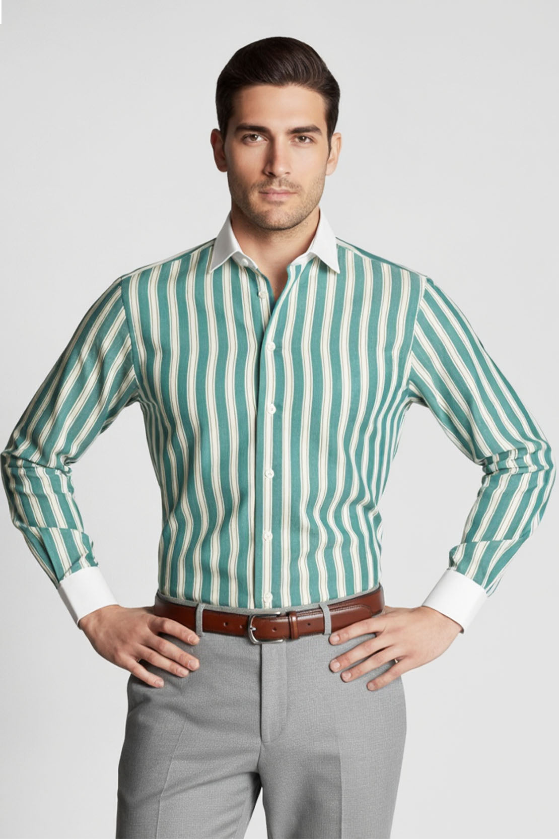 TEAL VISION DRESS WHITE COLLAR SHIRT