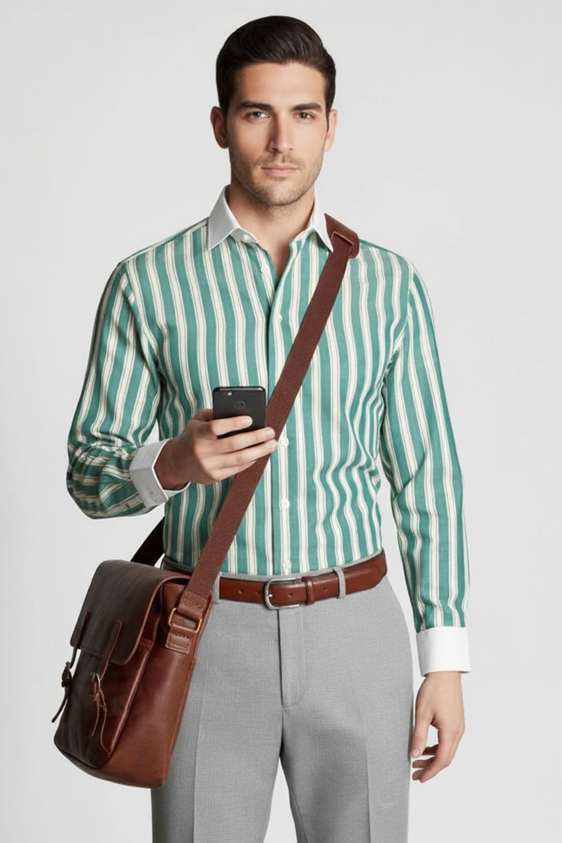 TEAL VISION DRESS WHITE COLLAR SHIRT 