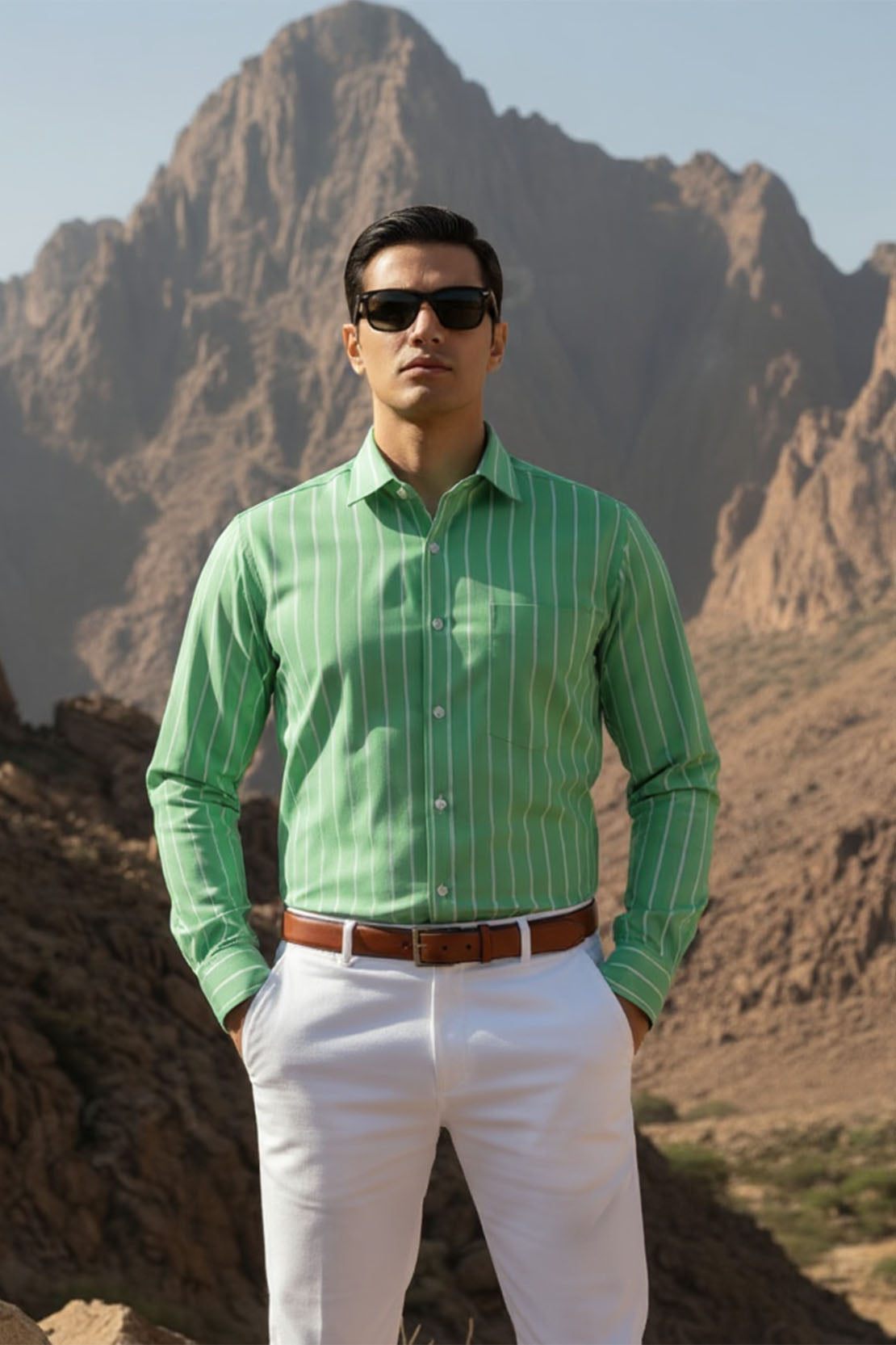 URBAN GREEN STRIPE CLASSIC SHIRT