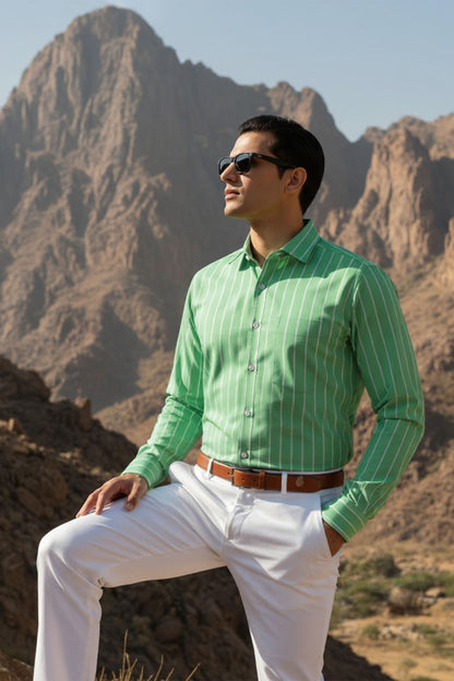 URBAN GREEN STRIPE CLASSIC SHIRT