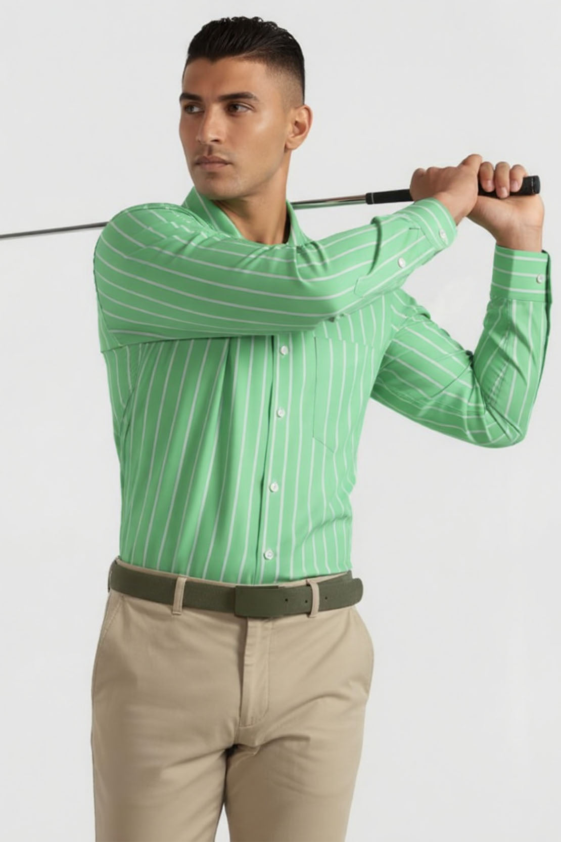 VERDANT STRIPE FORMAL WEAR CUBAN SHIRT