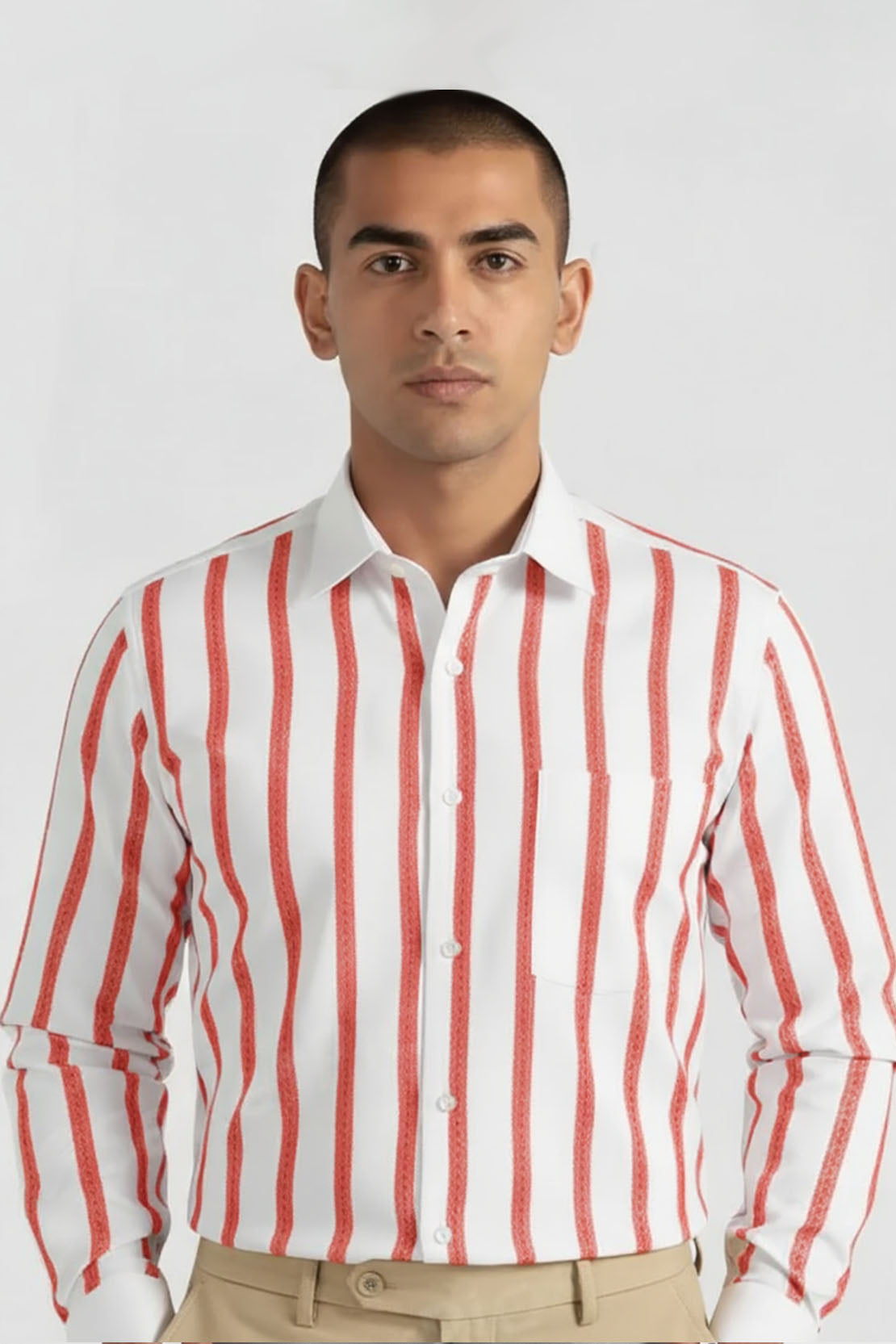 VIVID CRIMSON FORMAL WHITE COLLAR SHIRT
