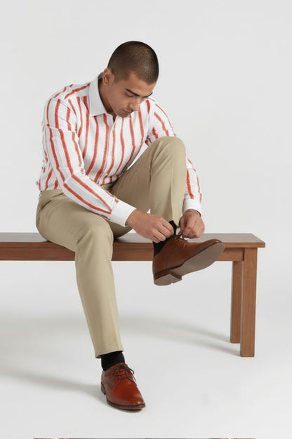 VIVID CRIMSON FORMAL WHITE COLLAR SHIRT