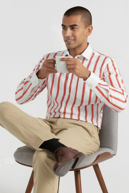 VIVID CRIMSON FORMAL WHITE COLLAR SHIRT