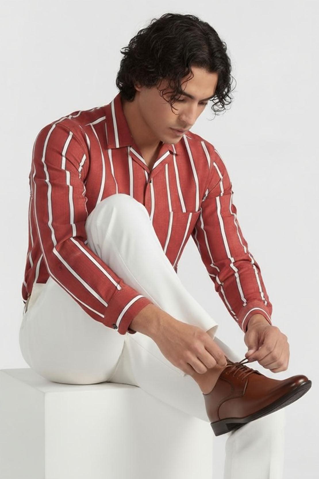 WINE LINE CUBAN DRESS SHIRT