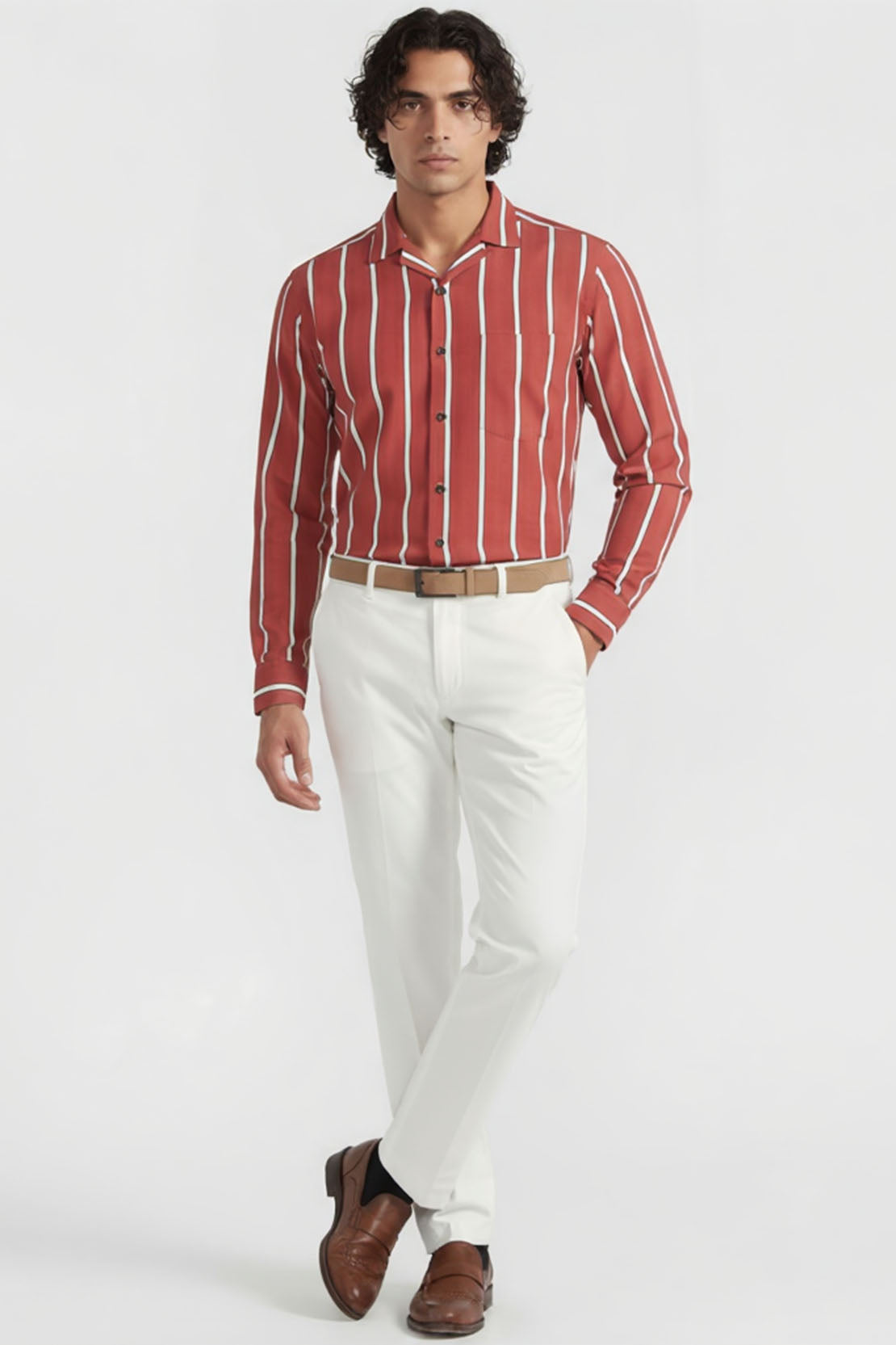 WINE LINE CUBAN DRESS SHIRT