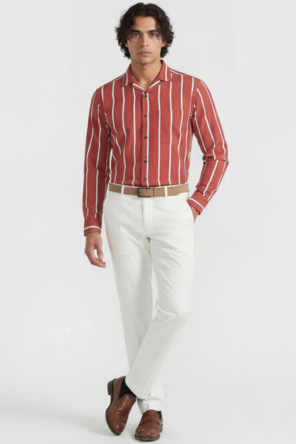 WINE LINE CUBAN DRESS SHIRT